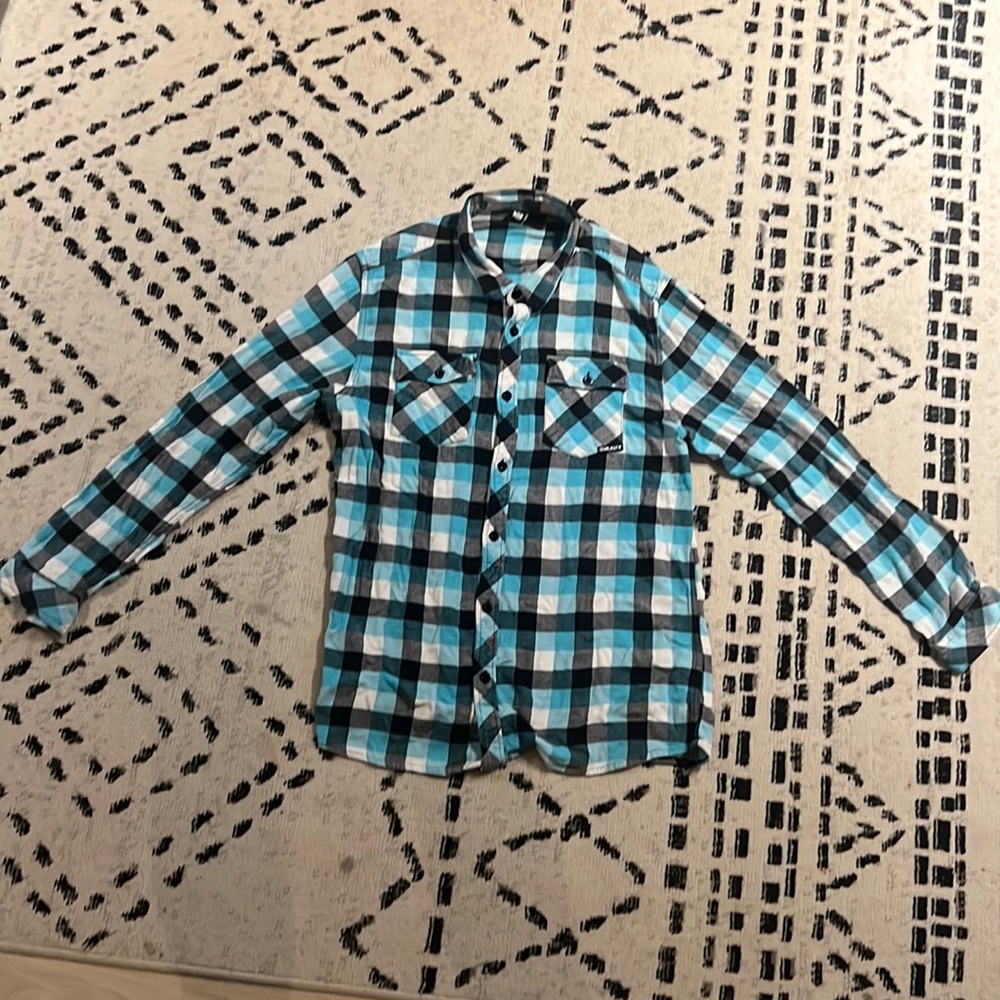 Rusty Brand Mens Black and Blue Flannel